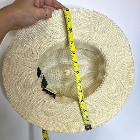 NEW Lucky Brand Stripe Woven Knit Hat Cream One Size - Picture 12 of 12